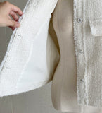 Lier No Collar Tweed Short Sleeve Jacket