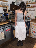 Lehiji Banding Check Balloon Long Skirt