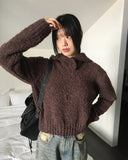 [MADE] Afong Balaclava Boucle V-neck Crop Knit Set