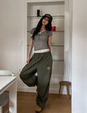 See-through layered button cap sleeve short sleeve