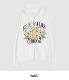 Cross Vintage Printing Two-Way Hood Zip-Up
