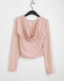 Chay Draped Wrap Crop Hood T-Shirt