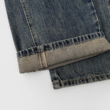 Cut V-Line Washing Vintage Wide Balloon Denim Pants