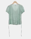 Heres Back Ribbon Puff Blouse