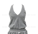 Witty Stripe Flare Halter Sleeveless
