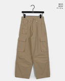 Tear pocket cargo wide cotton pants