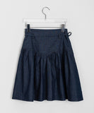 Belmi Ribbon String Denim Midi Skirt