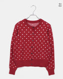 Honey round neck dot knit cardigan