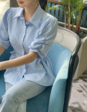 Raven Stripe Strap Puff Shirt
