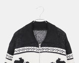 Mulley Nordic Collar Loose Fit Knit Zip-Up