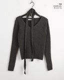 [Muffler set] Caron Ribbed V-neck Knit