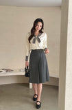 All-Grit Check Unbalanced Pleated Banding Skirt