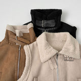 Full Fleece Brushed High Neck Buckle Mustang Vest