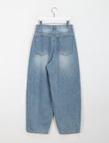 Tzuiti Cat Washing Light Blue Wide Denim Pants