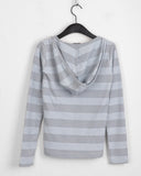 Tutu Stripe U Neck Slim Hood Long Sleeve T-Shirt