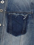 Chike Unbalanced Cropped Denim Jacket