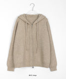 Mayui Two-Way Over Knit Hood Zip-Up