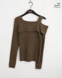 Risher Unbalance One Shoulder Off Square Knit