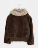 Nuha fur collar quilted short zip-up jacket