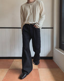 Curden Diagonal Cut Curved Bootcut Pants