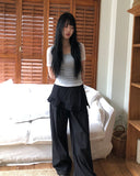 Peanut Nylon Wrap Skirt Pants