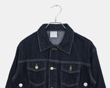 Ushi Line Pocket Denim Washed Long Sleeve Jacket