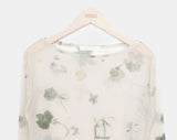 Dubi Flower Mesh See-through Long Sleeve T-shirt