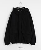 [unisex] Momoni two-way corduroy fleece quilted hood zip-up