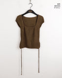 Kundi back slit strap boucle short sleeve knit