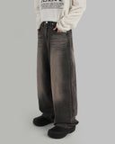 Mud washed wide jeans