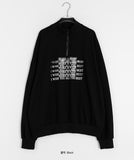 [unisex] Puhini printing over half zip-up sweatshirt