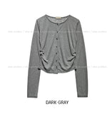 Leah Side Pintuck Ribbed Cardigan