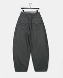 Cookie Stripe Cut Balloon Fit Wide Cotton Long Pants