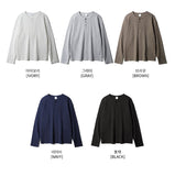 Textured Henley Neck Long Sleeve T-Shirts