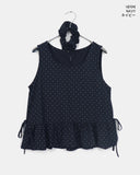 [Scrunchie set] Kicho Dot Ribbon Sleeveless Blouse