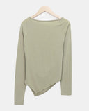 Roden One-Shoulder Flower Print Long-Sleeve T-Shirt