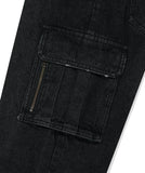 WASHED ZIP CARGO DENIM PANT