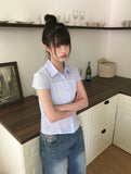 Torren Cap Sleeve Collar Short Sleeve Blouse Shirt