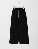Lipas Zipper Slit Banding Wide Pants