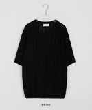 [unisex] Mude Boucle Cable Short Sleeve Over Knit