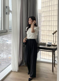 Pitched Pintuck Wide Slacks Pants