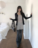 Mood Strap Ribbed Cardigan