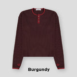 Kinji Waffle Henley Neck Warmer Long Sleeve T-shirt