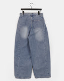 Welt Button Pocket Washed Balloon Denim Pants