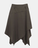 [Belt SET] Even Unbalanced Midi Wool Skirt