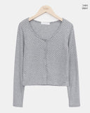 Seka Dot Crop Basic Cardigan