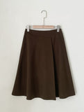 Shalon Unbalanced Pintuck Wool Flare Skirt