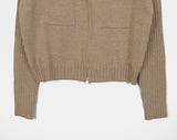 Siemen Ribbed High-Neck Pocket Two-Way Knit Zip-Up