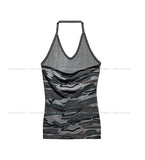 Military color matching line halter top