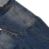 Ocean Washed Stitch Biker Denim Jacket
